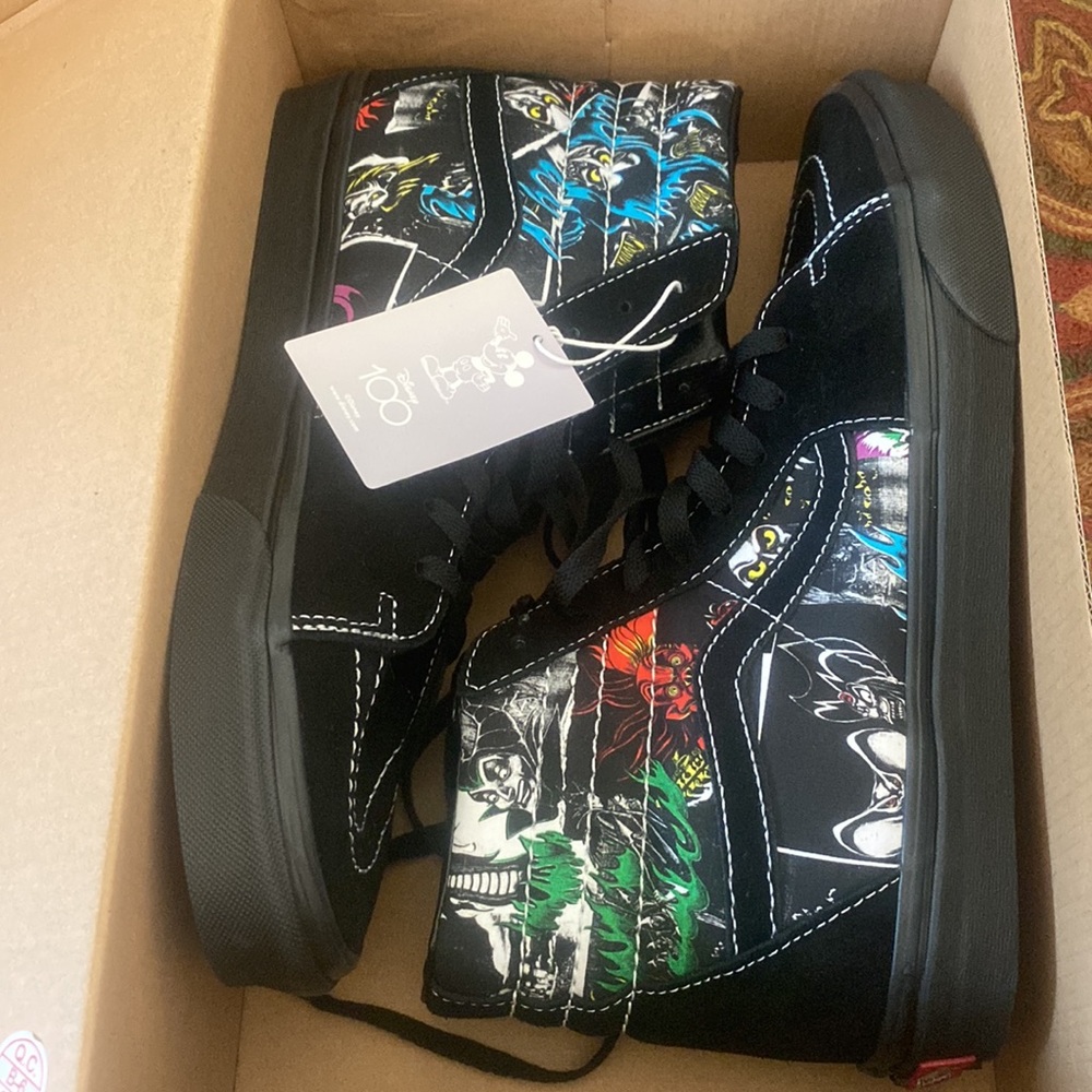 NWT Disney 100 Villains Sk8 hi Vans black collectible shoes brand new